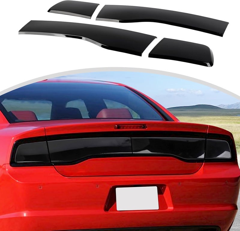 CheroCar غطاء مصباح خلفي حارس زينة ملحقات خارجية لسيارة دودج تشارجر 2011-2014، أسود مدخن - Image 1